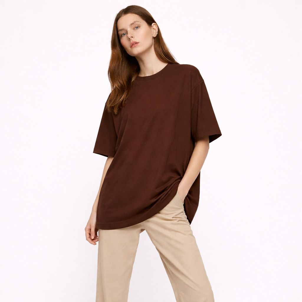 Classic Brown Oversized Cotton T-Shirt