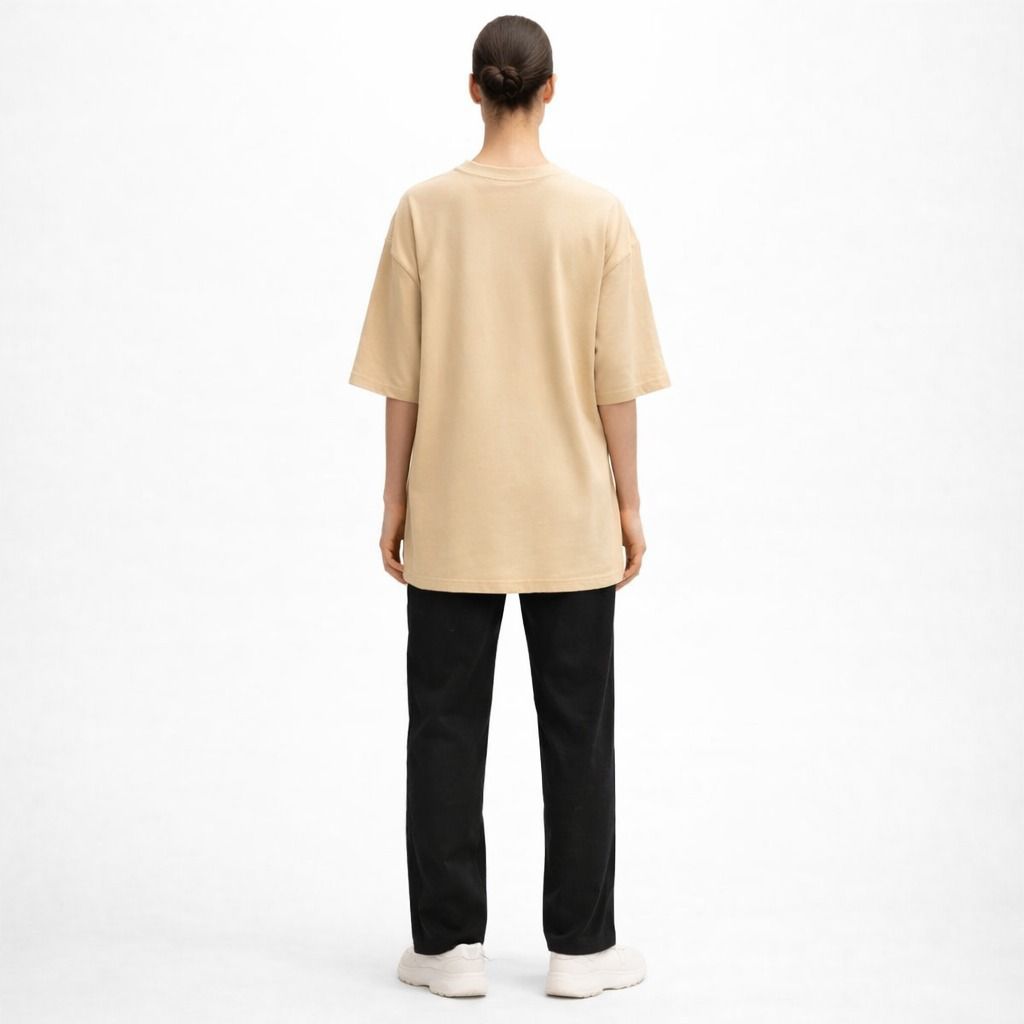 Sand Beige Oversized Cotton T-Shirt