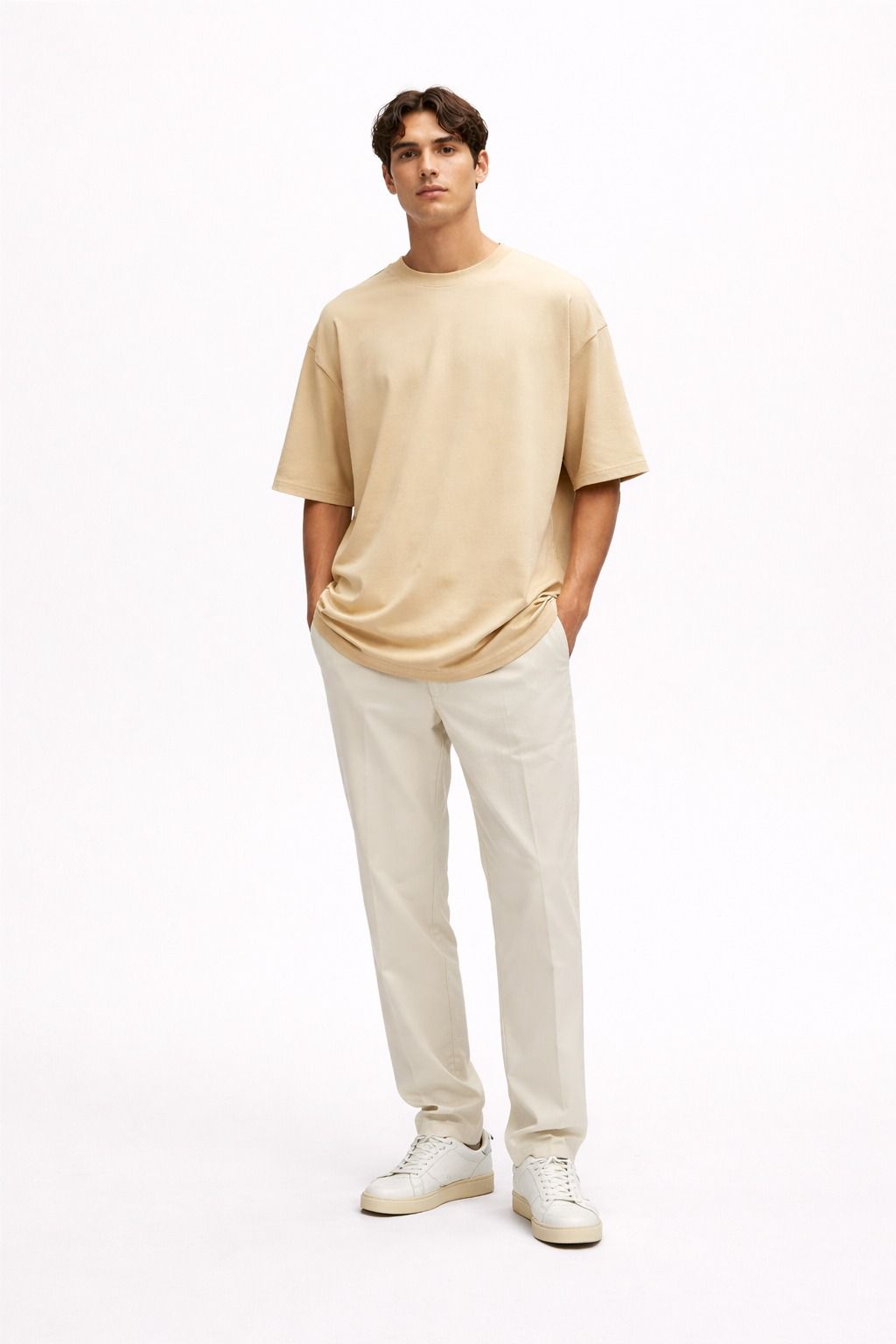 Classic Sand Oversized Cotton T-Shirt
