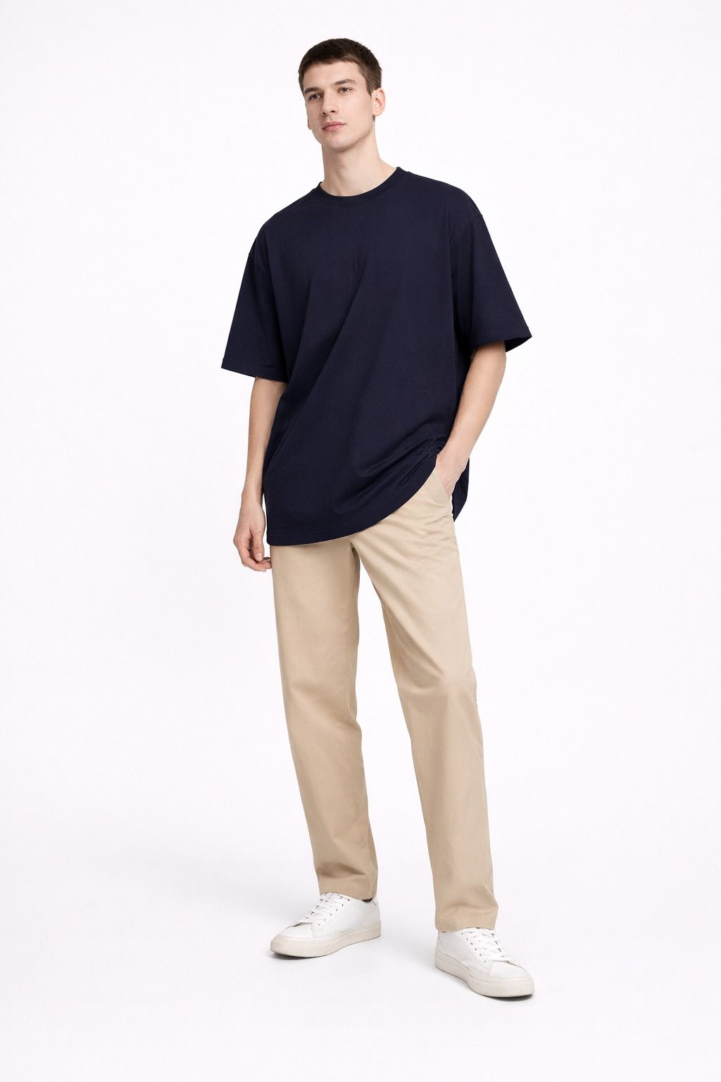 Midnight Navy Oversized Cotton T-Shirt
