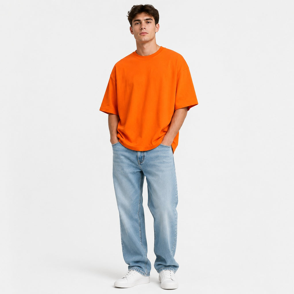 Sunset Orange Oversized Cotton T-Shirt