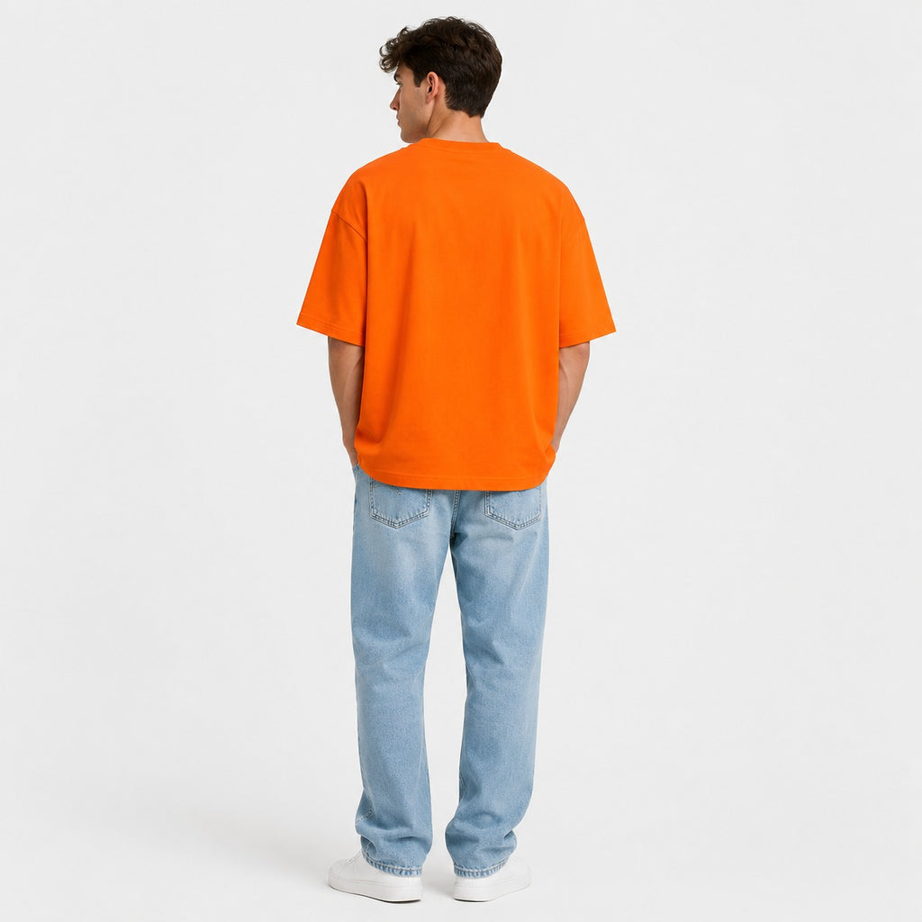 Sunset Orange Oversized Cotton T-Shirt