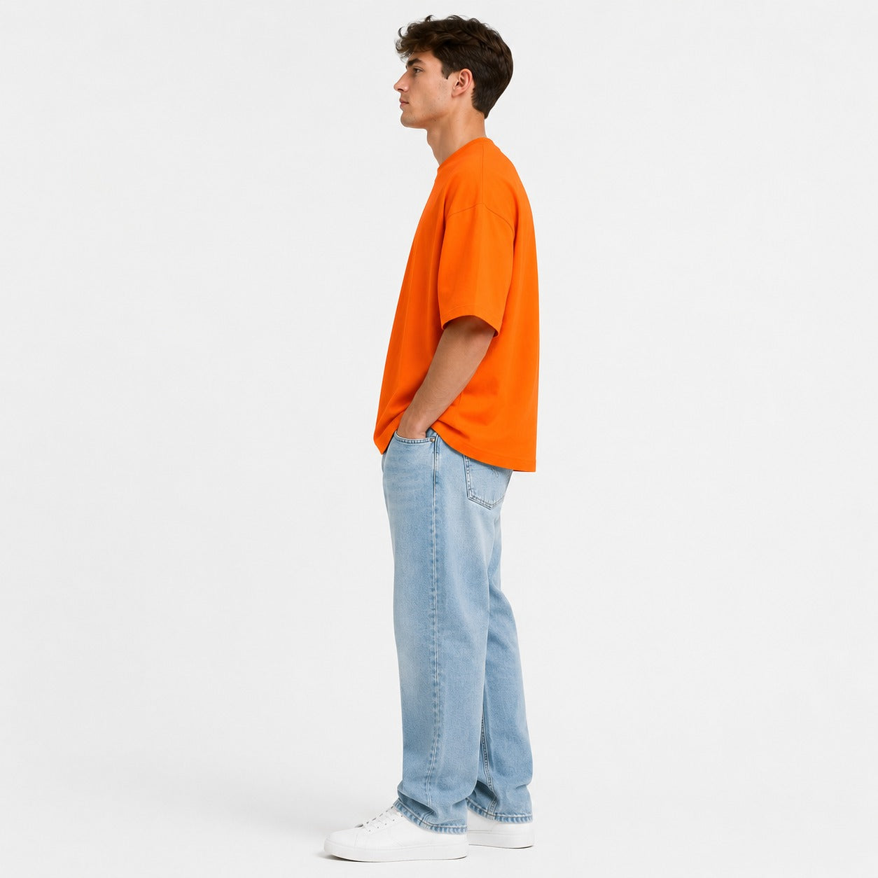 Sunset Orange Oversized Cotton T-Shirt