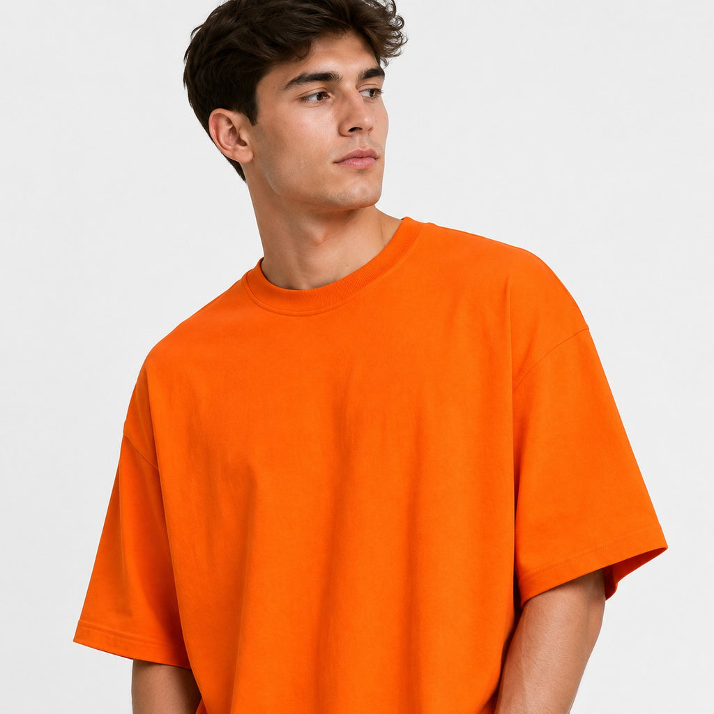 Sunset Orange Oversized Cotton T-Shirt