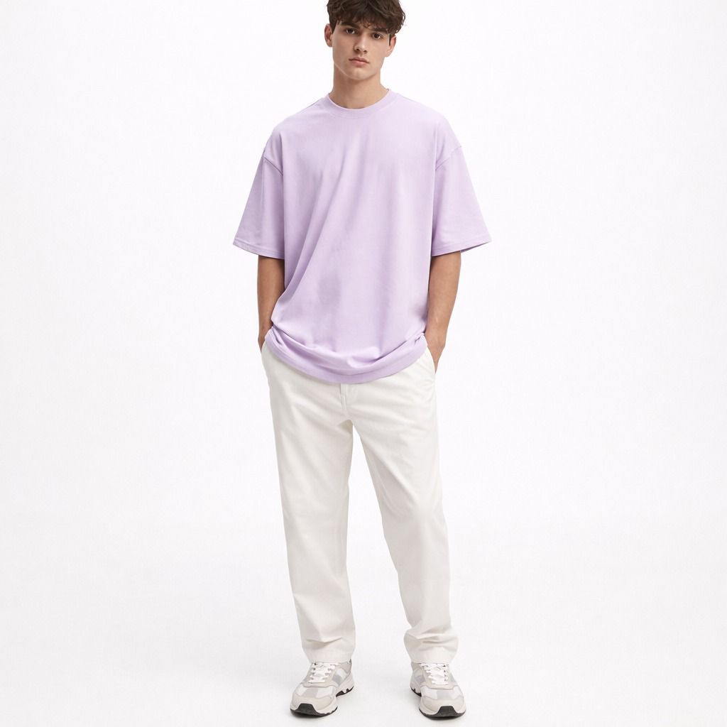 Pastel Lilac Oversized Cotton T-Shirt