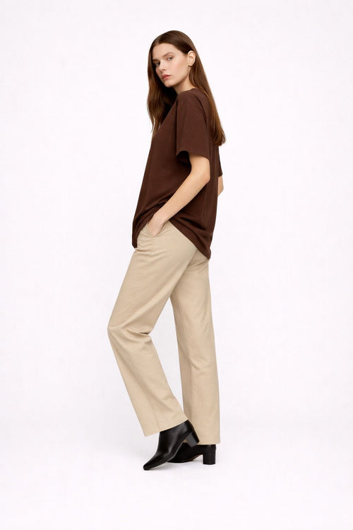 Classic Brown Oversized Cotton T-Shirt