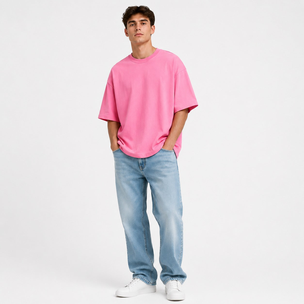 Bubblegum Pink Oversized Cotton T-Shirt