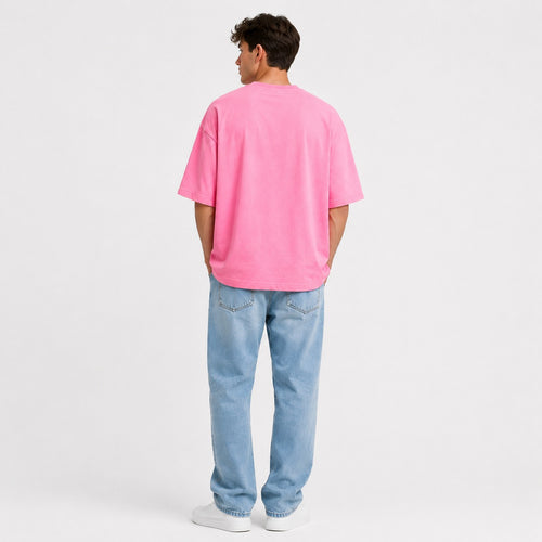 Bubblegum Pink Oversized Cotton T-Shirt