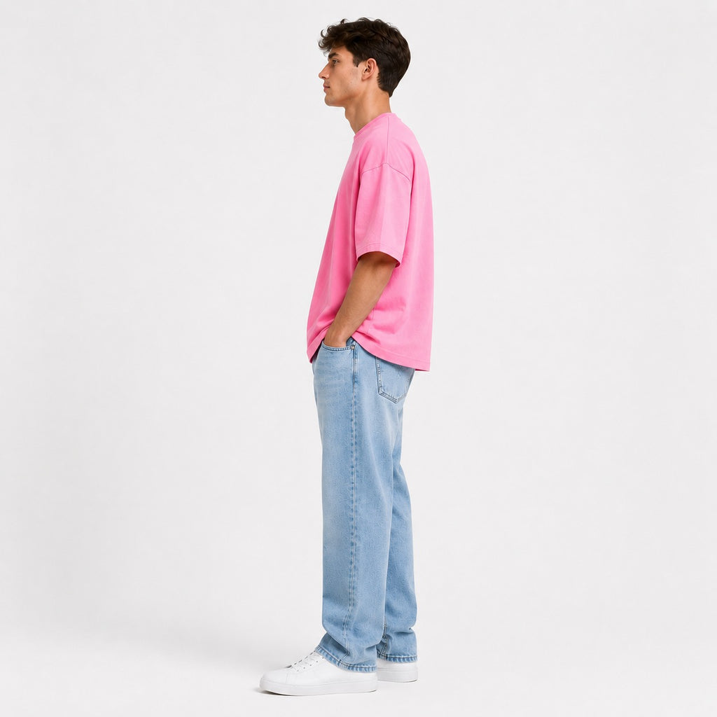 Bubblegum Pink Oversized Cotton T-Shirt