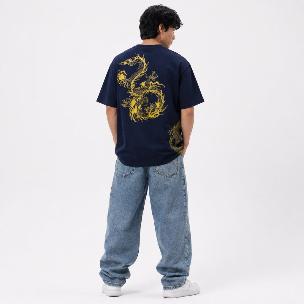 Midnight Dragon Oversized Cotton T-Shirt